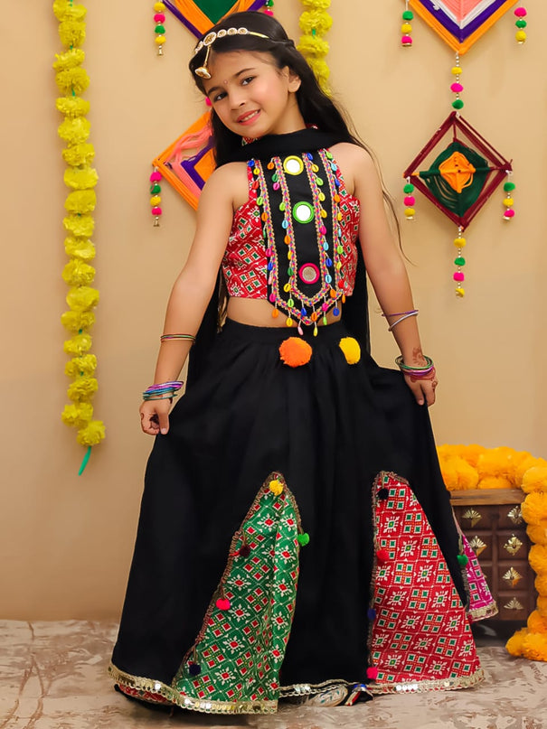 Beautiful Lehenga Choli with Mirror Work & Multicolor Panels