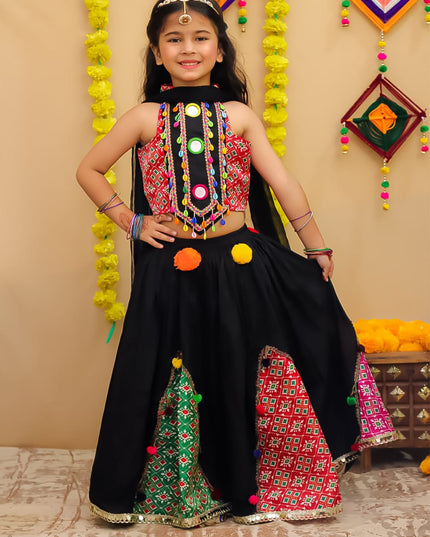 Beautiful Lehenga Choli with Mirror Work & Multicolor Panels